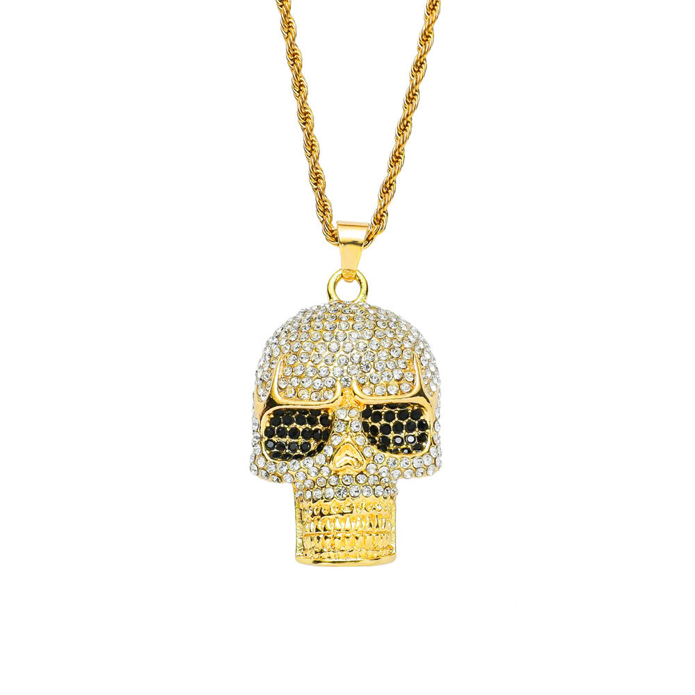 Rhinestone Skull Pendant Necklace