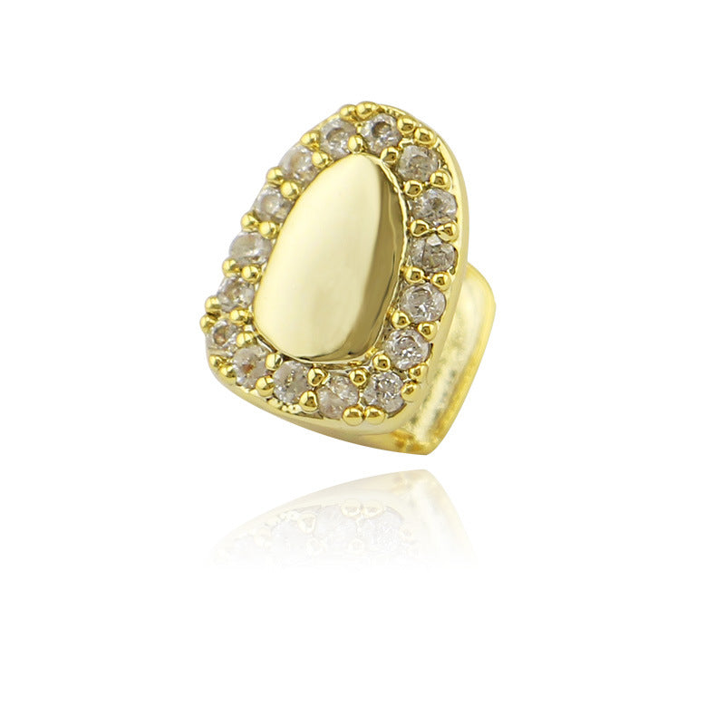 Hip-Hop Super Flah Diamond Hollowed-up Single Gold Tooth