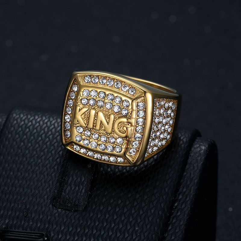 Gold -plated Rhinestone King Diamond Ring