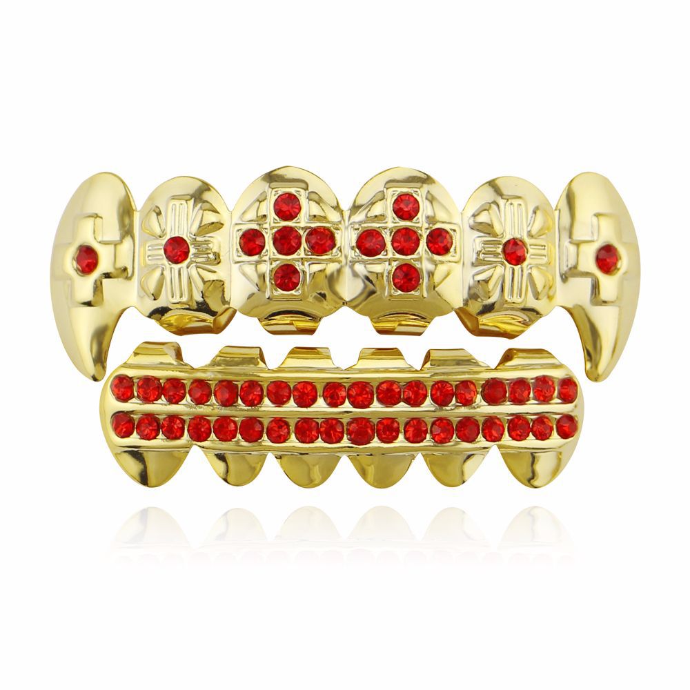 18K Gold Teeth -Plated Red Drilling Vampire Braces