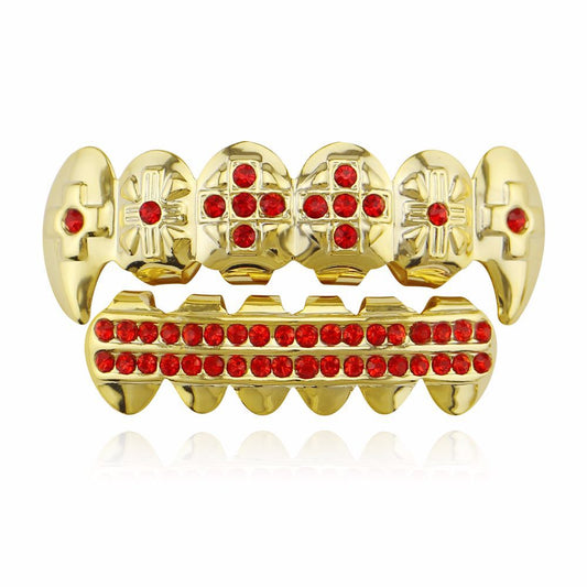 18K Gold Teeth -Plated Red Drilling Vampire Braces