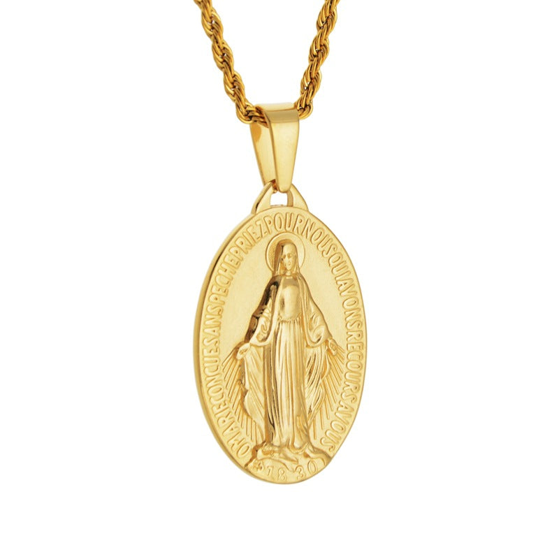 Maria Oval Disc Pendant Necklace
