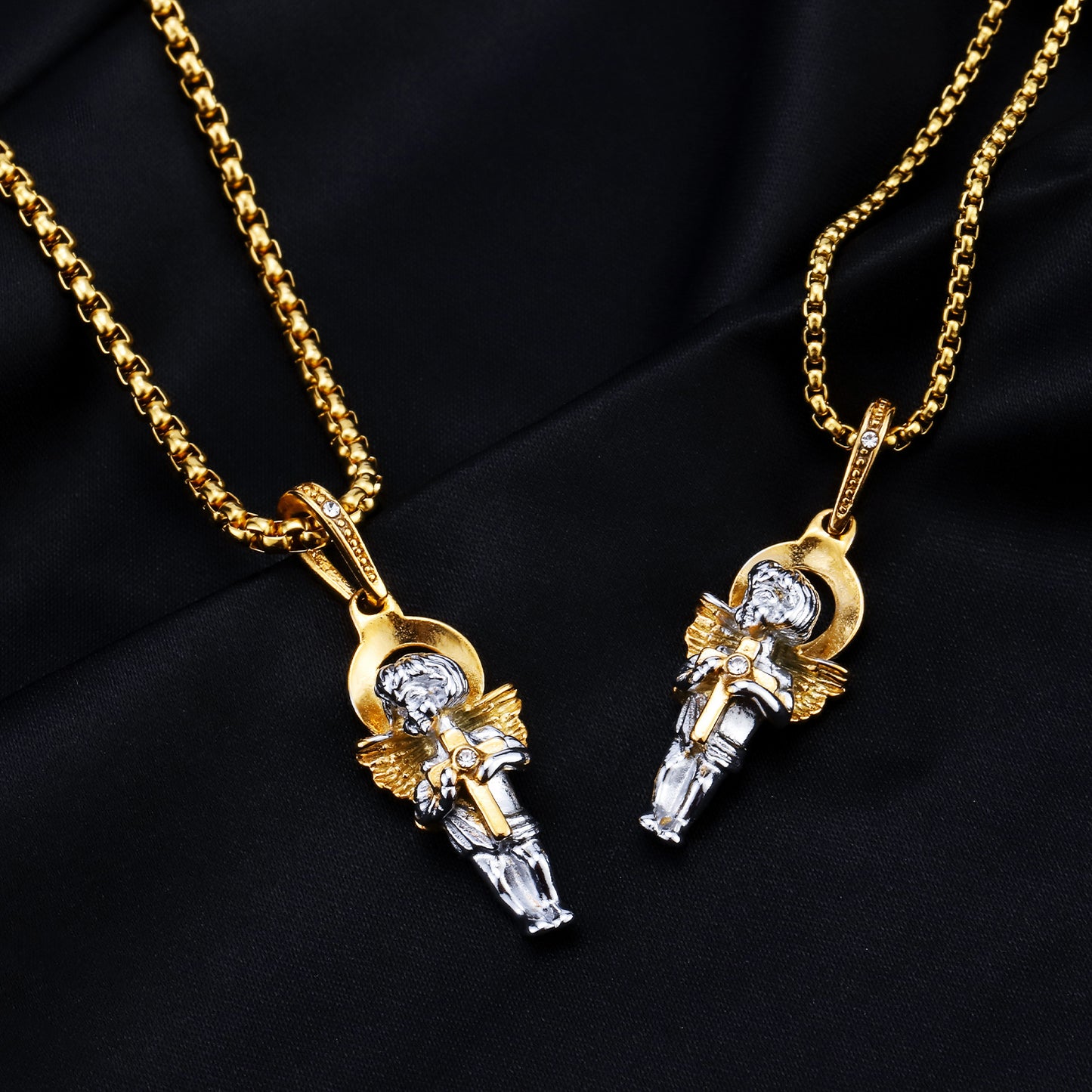 Angel Cross Cupid Pendant Two-color Suit Chain