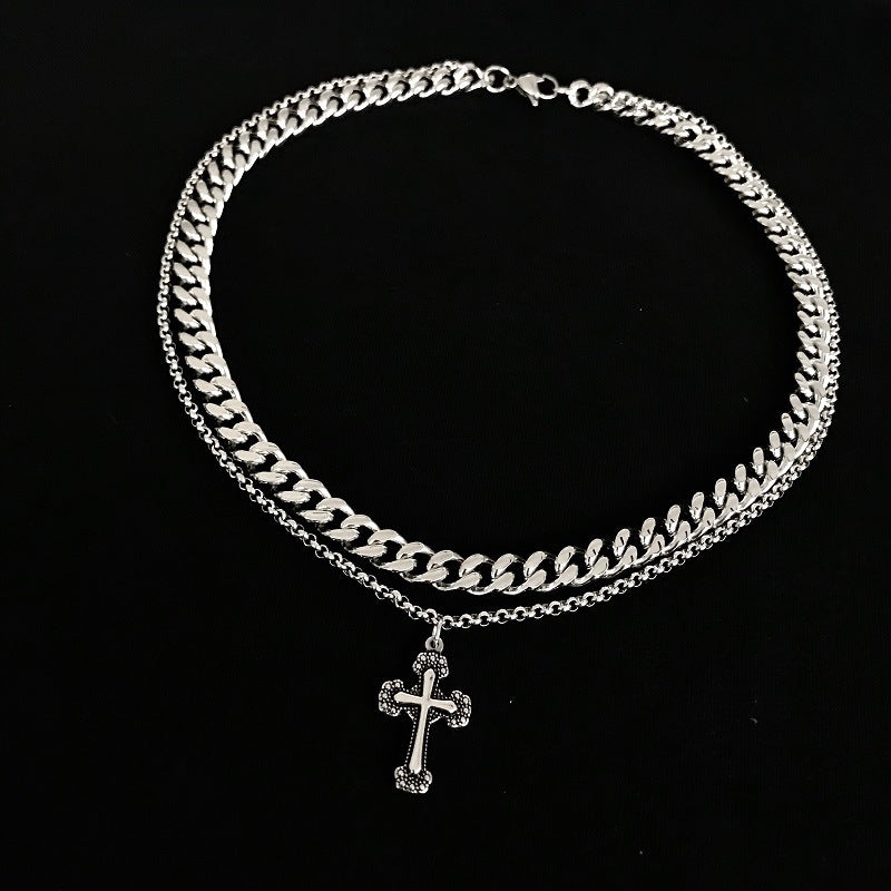 Double Layer Cross Cuban Chain