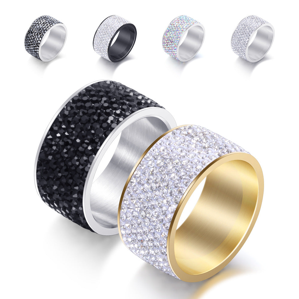 Simple Titanium Steel Diamond Ring