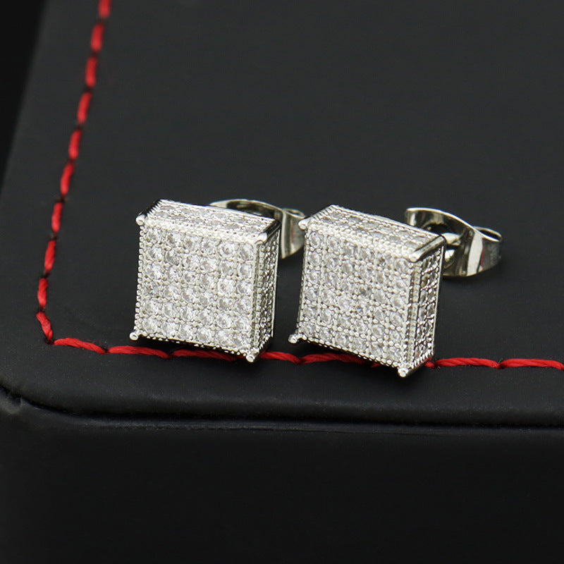Copper Inlaid Square Stud Earrings