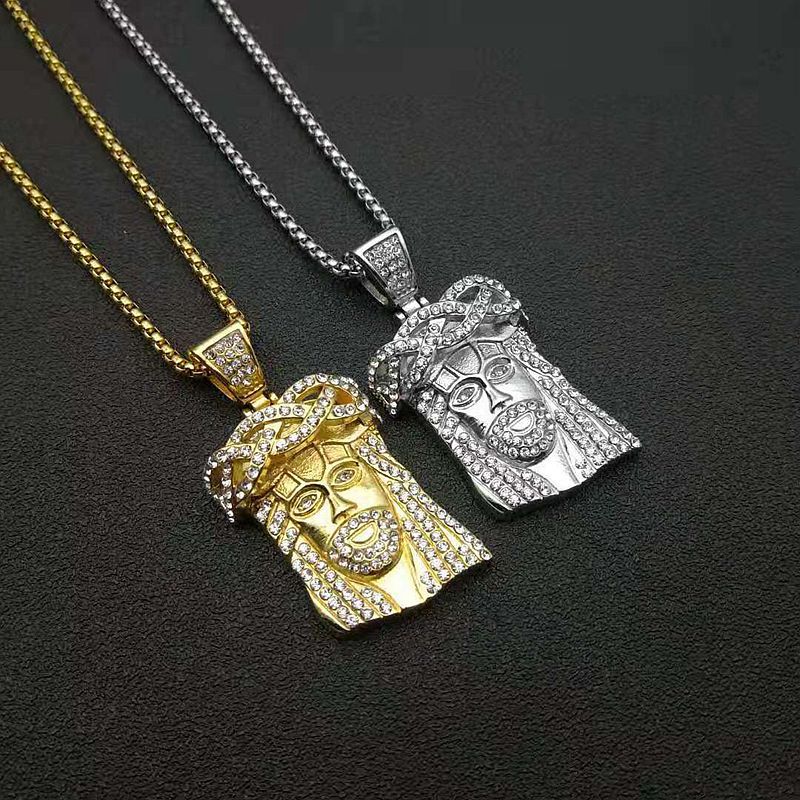 Gold Plated Diamond Lord Jesus Pendant Necklace