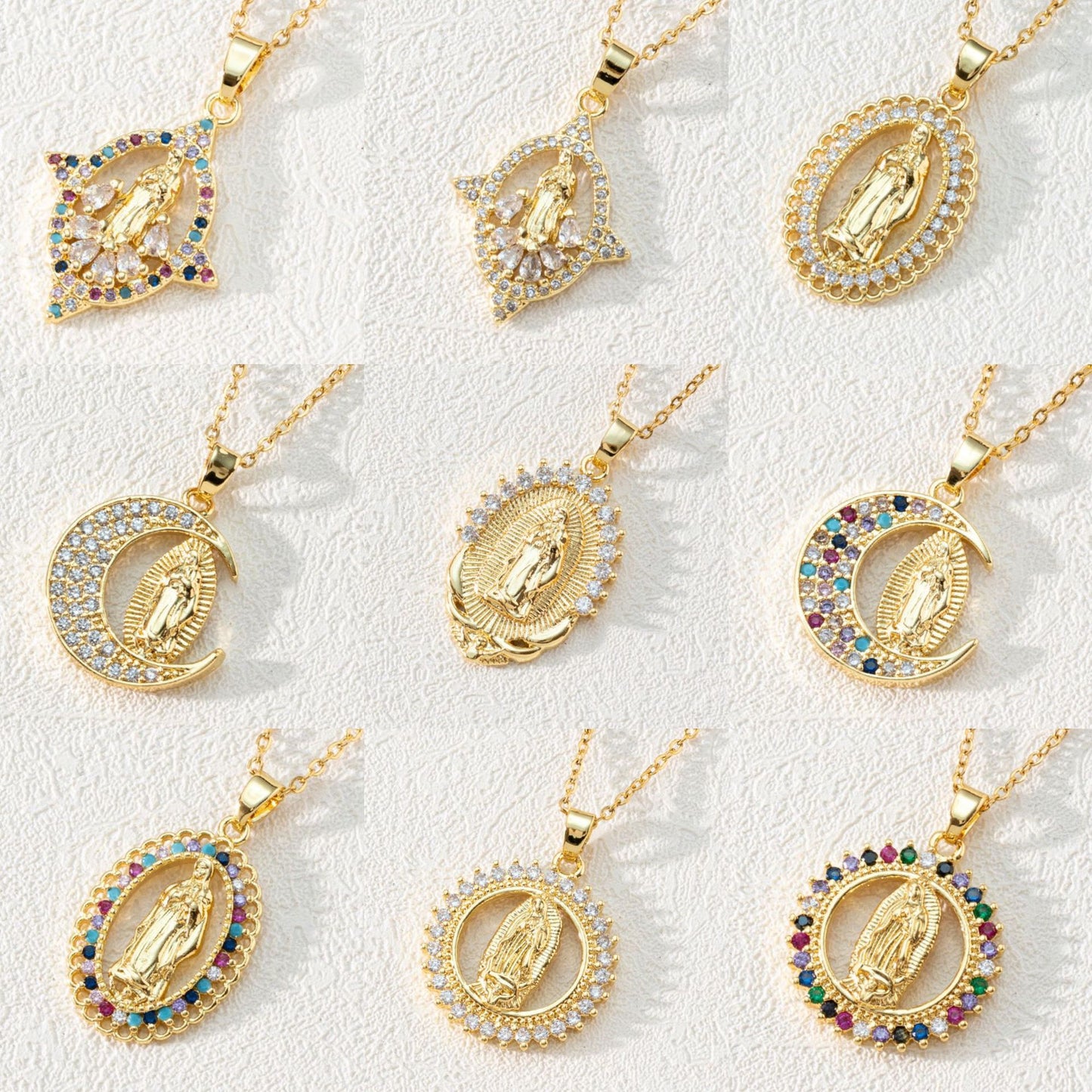 Virgin Mary Hollowed-out Pendant Necklace