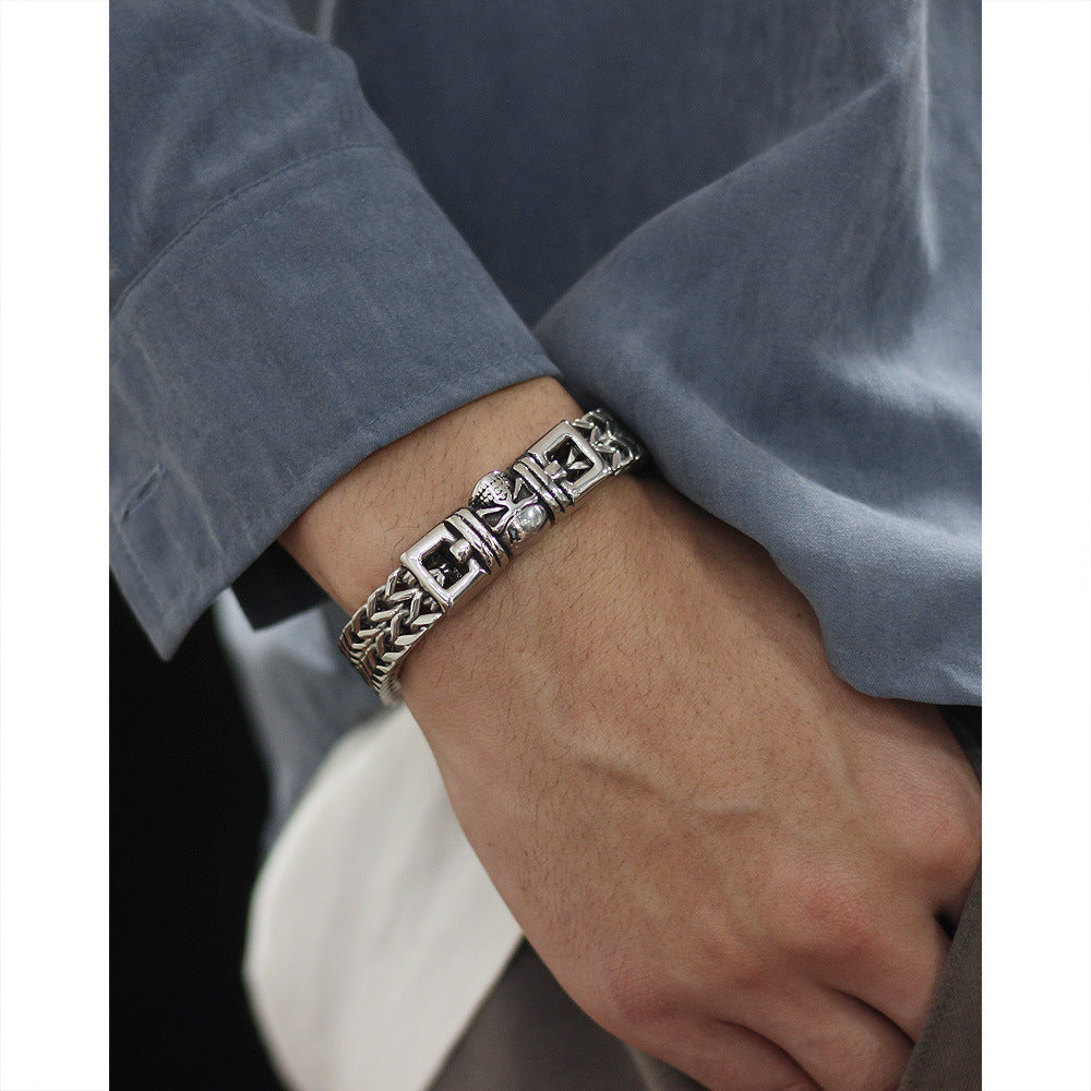 Retro Skull in Prison Cuban Bracelet