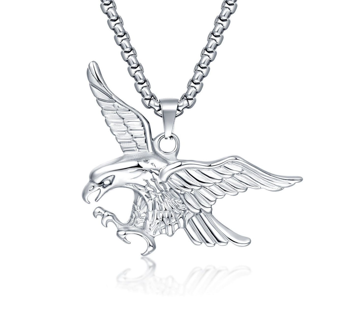 Silver Eagle Animal Pendant Necklace