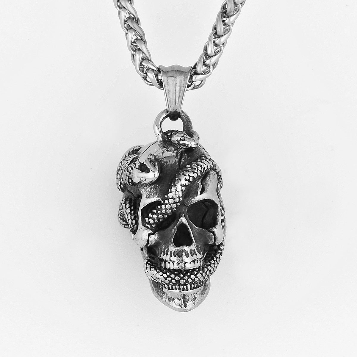 Snake in Skull Pendant Necklace