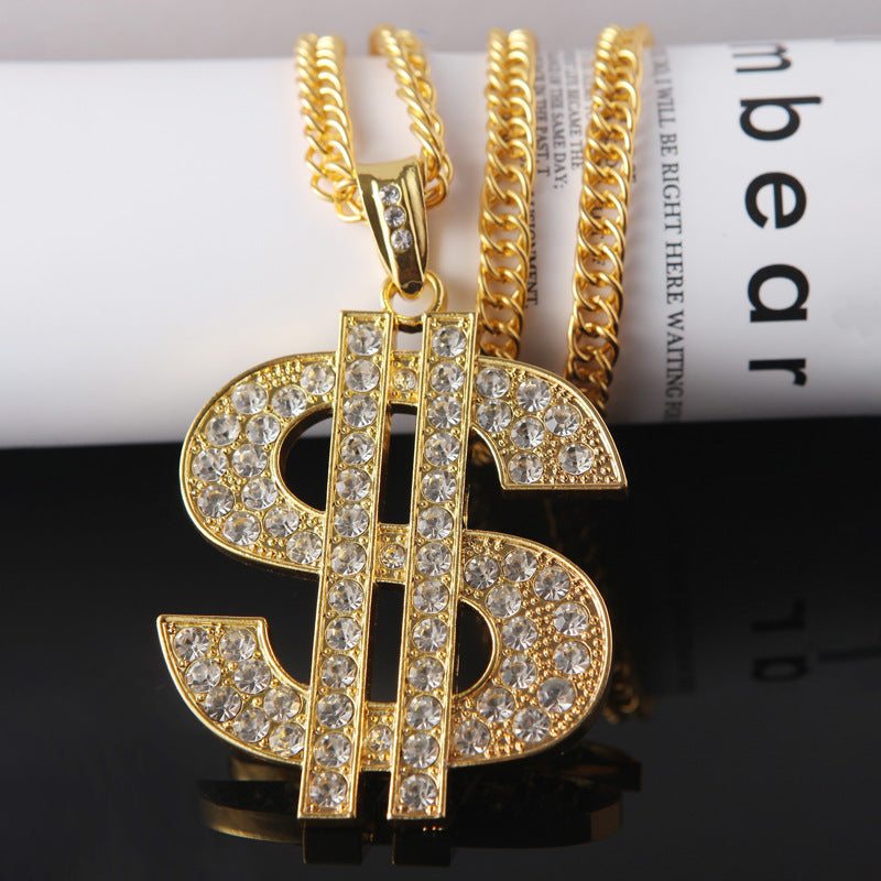 Domineering Rough Dollar Symbol Pendant Necklace