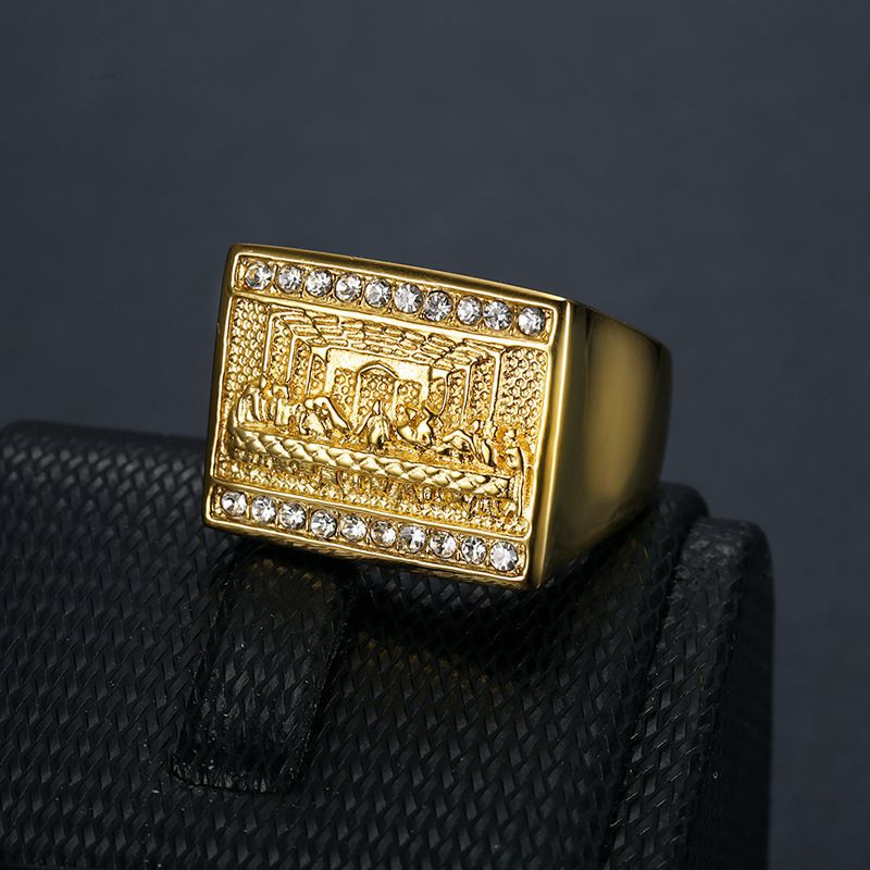 Gold-Plated Dinner men's Diamond ring