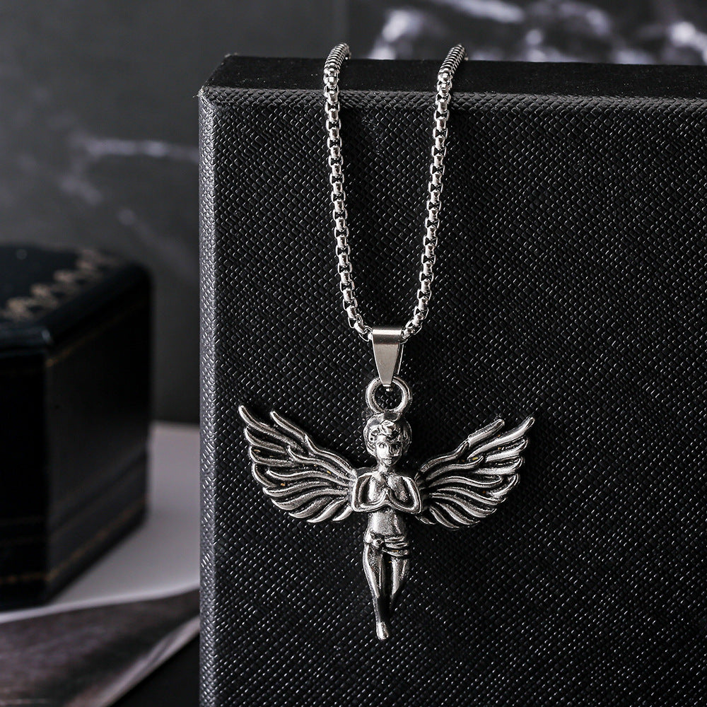Angel Cupid Pendant Titanium Steel Sweater Chain