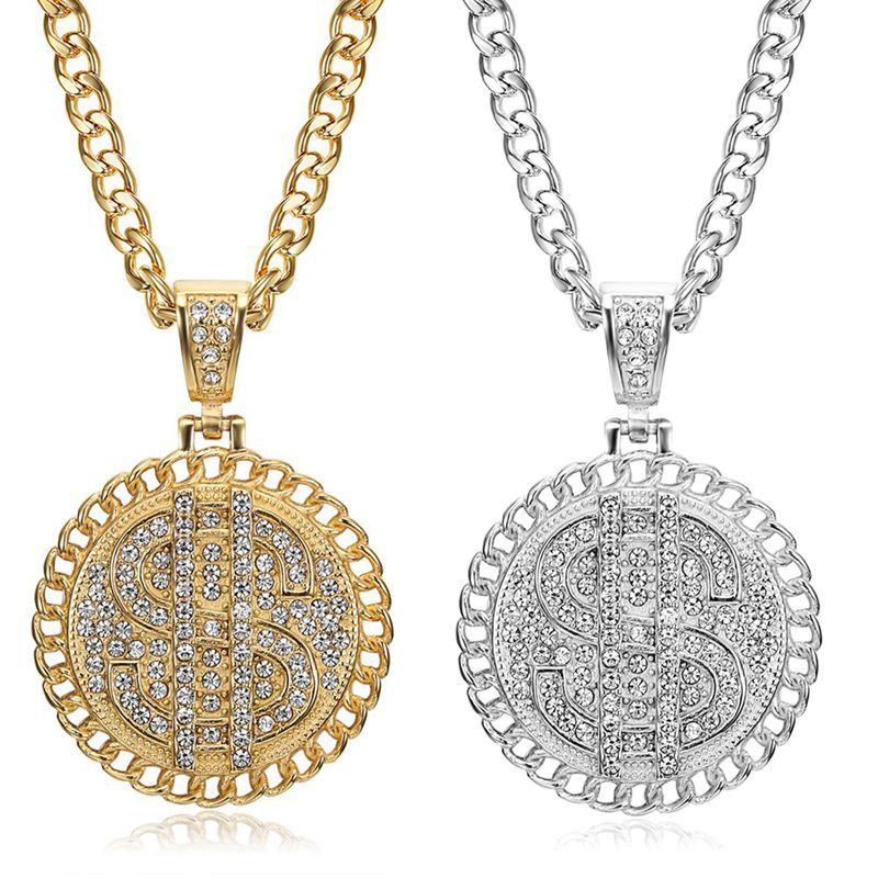 Dollar Symbol Rhinestone Pendant Necklace