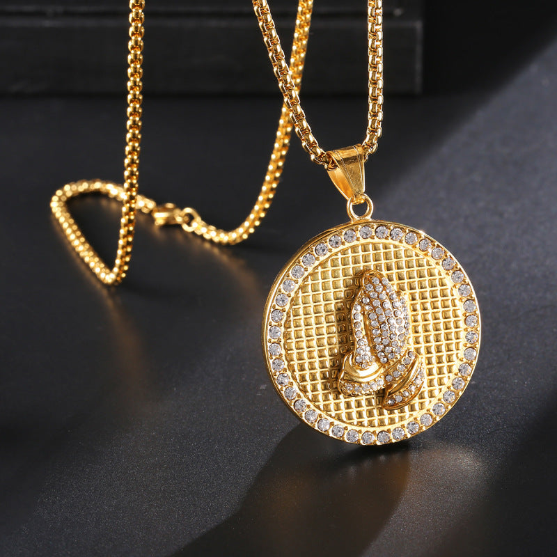 Prayer Round Disc Pendant Necklace