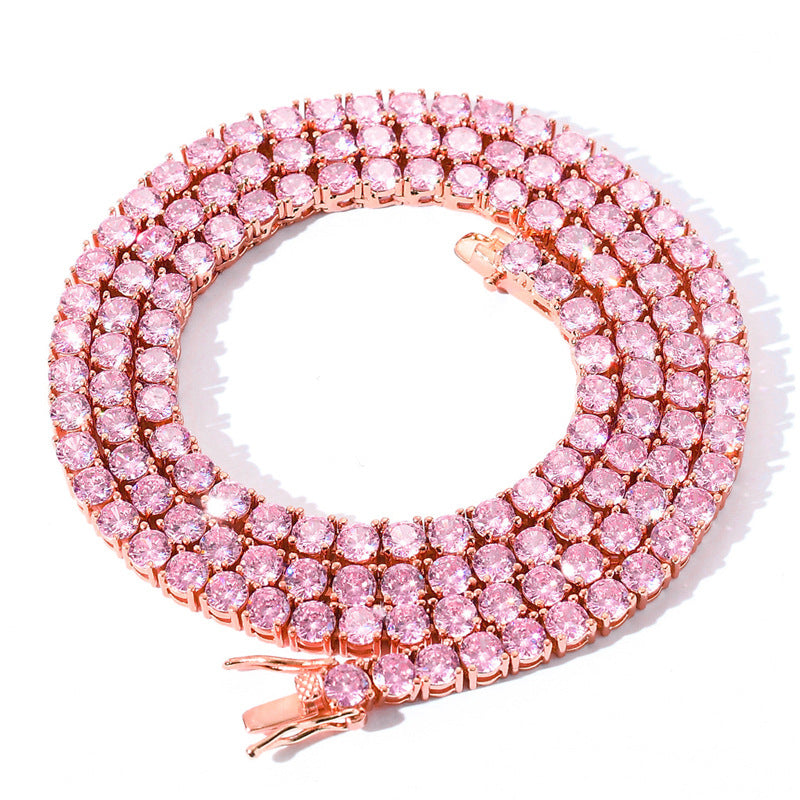 5mm Pink Diamond Row Tennis Chain