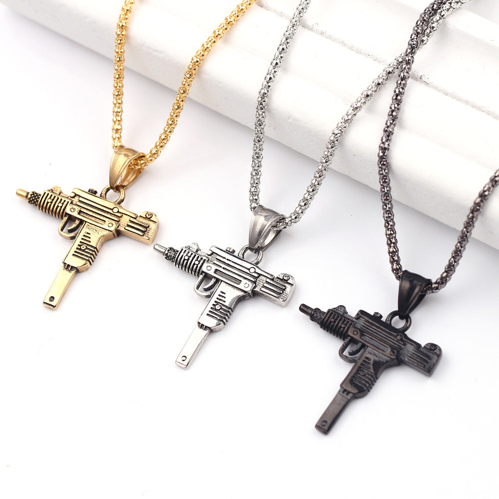 Uzi Pistol Machanical Mold Gun Pendant Necklace