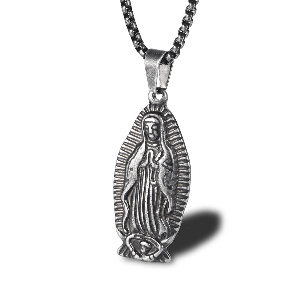 Virgin Maria Oval Portrait Necklace