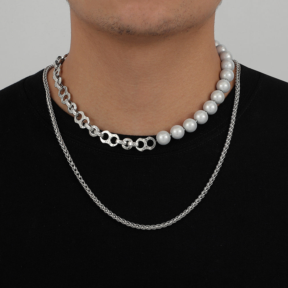 Dual-layer Titanium Steel Stitching Pearl Chain