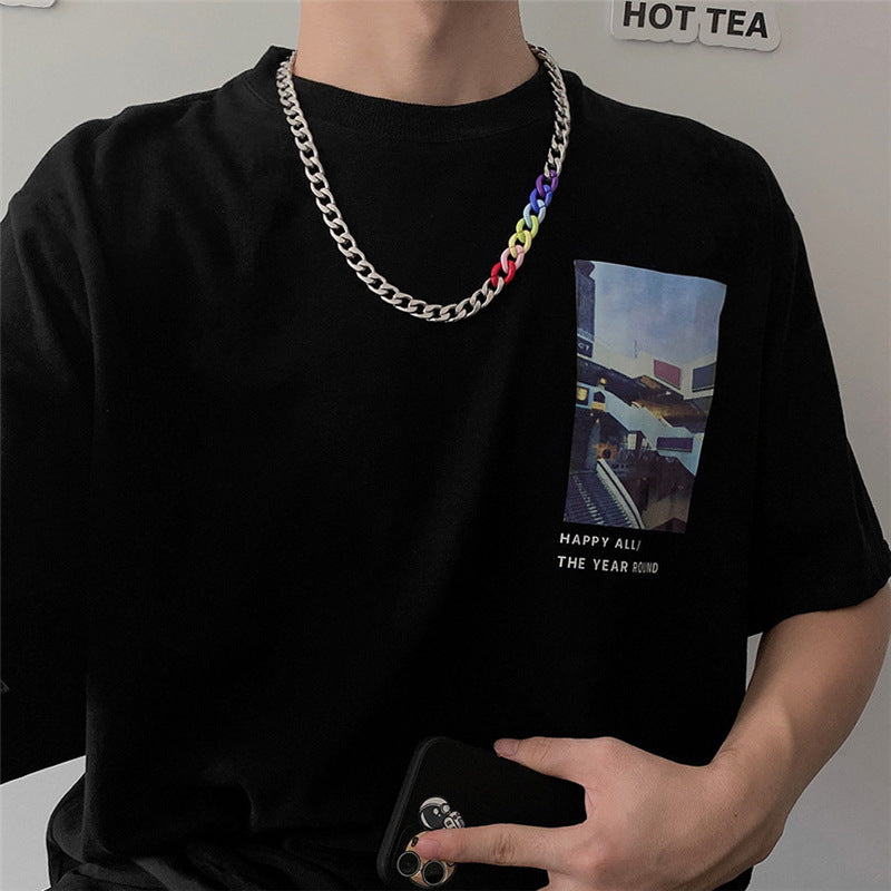 Titanium Steel Color Figaro Chain
