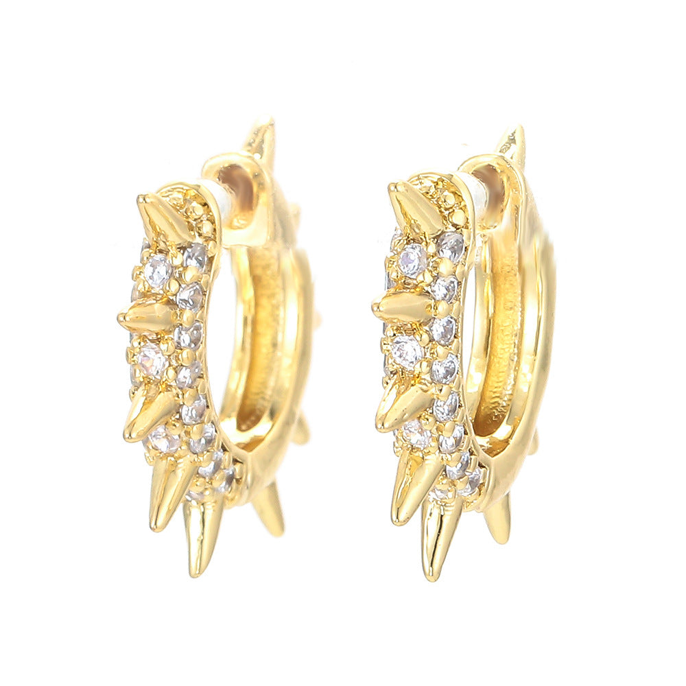 Thorn Micro-Inlaid Vermiculite Hip Hop Stud Earrings