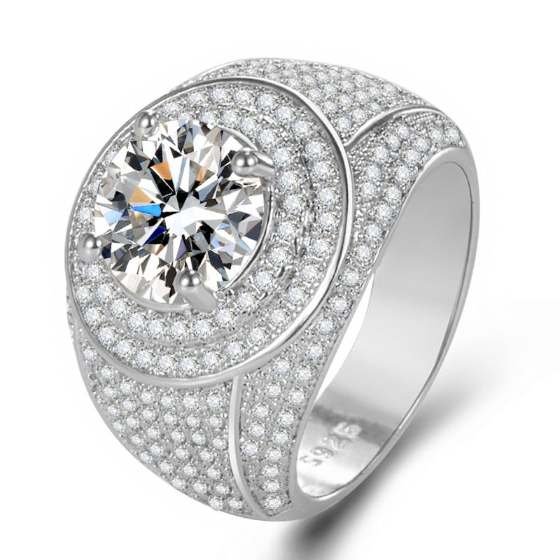 Diamond Domineering Ring with 18K Platinum Plated