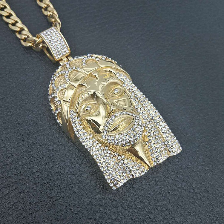 Gold Plated Diamond Lord Jesus Pendant Necklace