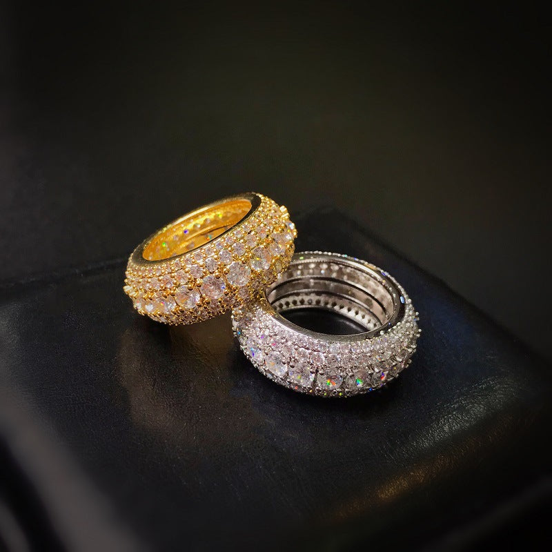 Super Flash Zircon Five-row Designed Ring