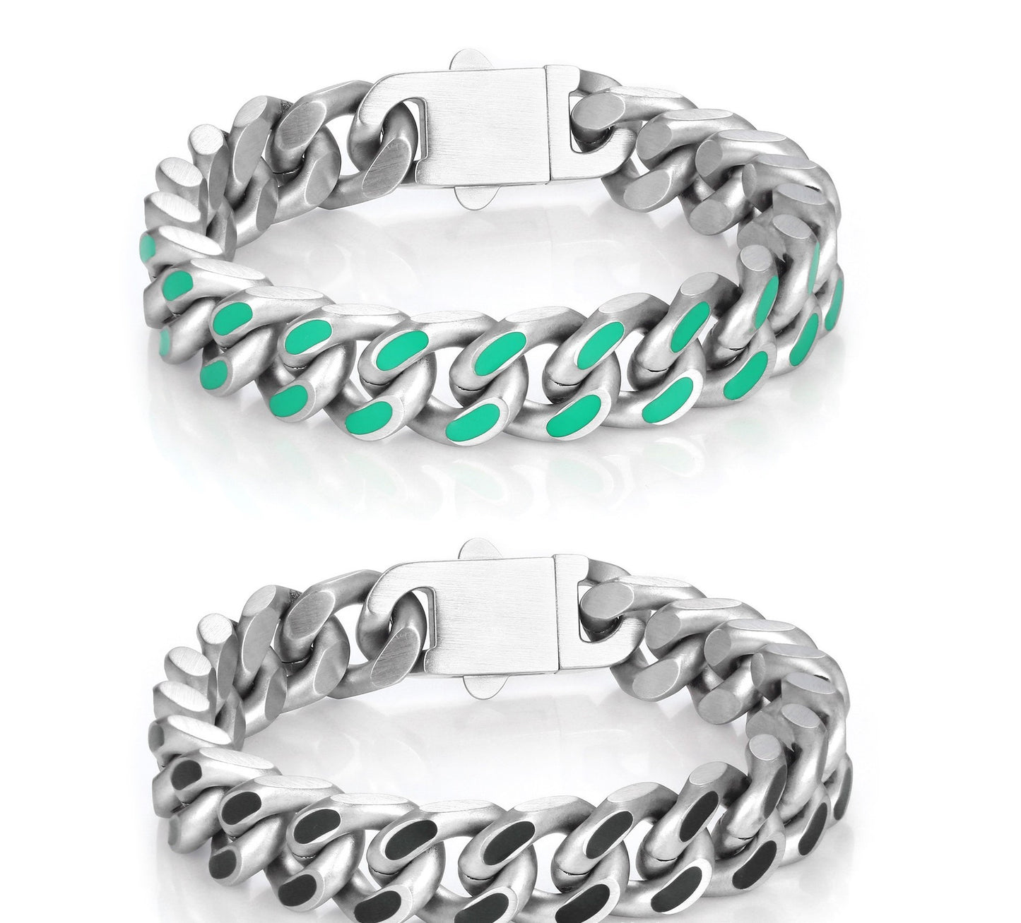 Titanium Steel Four - sided Milling Oil Cuban Bracelet