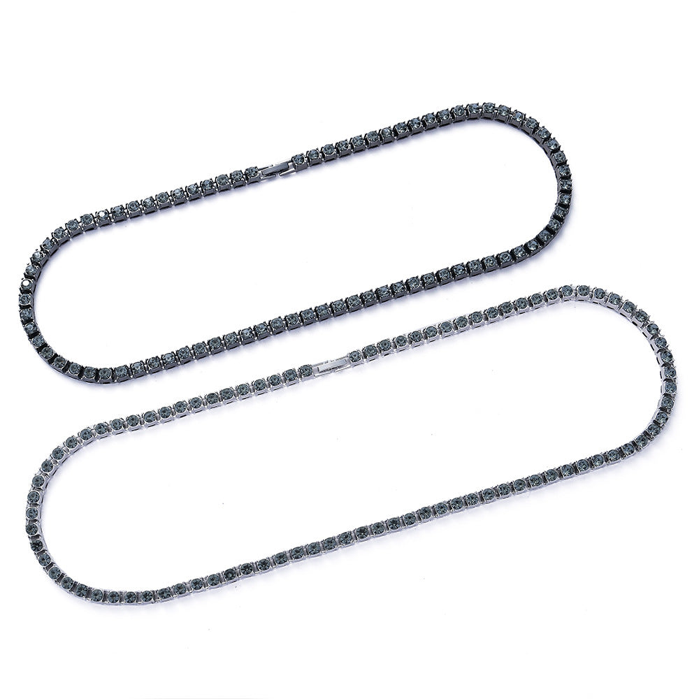 Hip -hop 5mm Transparent Gray Drill Black Tennis Chain