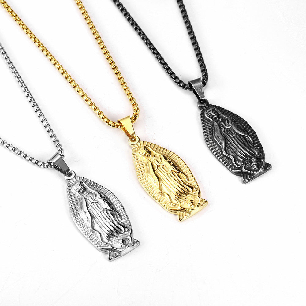 Virgin Maria Oval Portrait Necklace