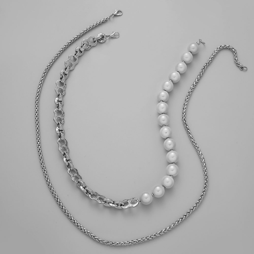 Dual-layer Titanium Steel Stitching Pearl Chain