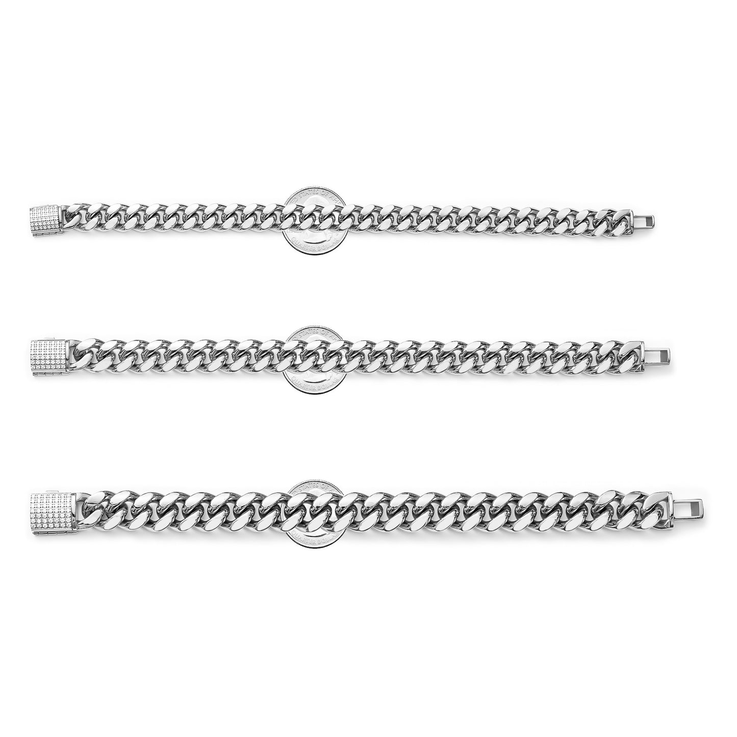 10mm Round Grinding Flip Inlaid Diamond Stones Buckle Cuban Chain