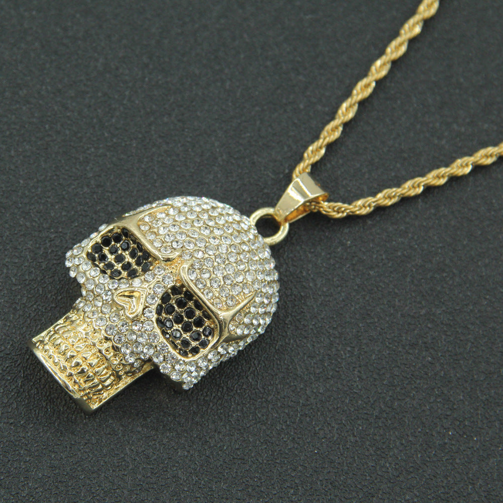 Rhinestone Skull Pendant Necklace