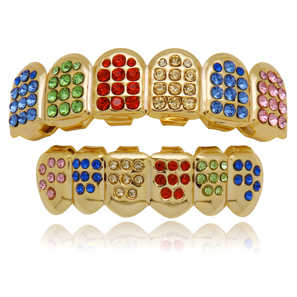 18K Gold Teeth- Plated Color Diamond Braces