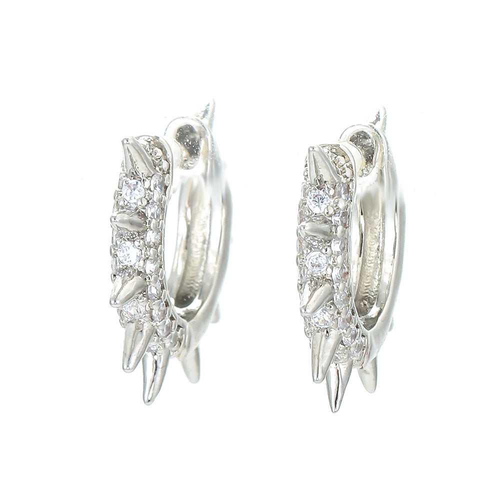 Thorn Micro-Inlaid Vermiculite Hip Hop Stud Earrings