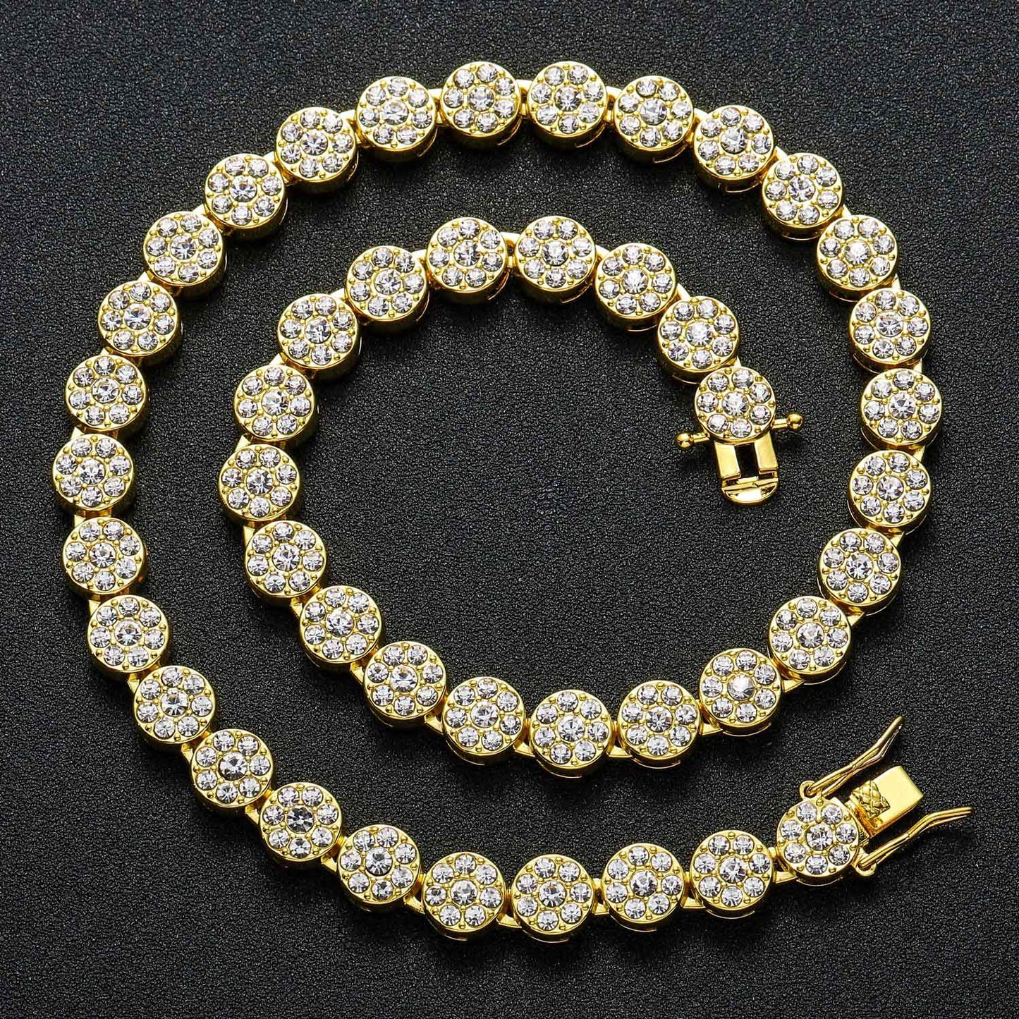 20in Silver flower Petals Round Diamond Chain