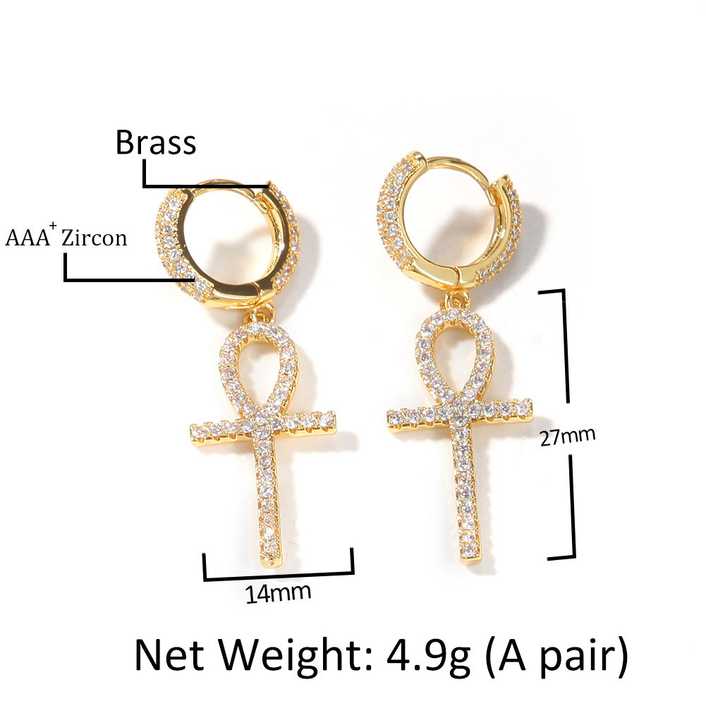 Ankh Diamond Drop Earrings