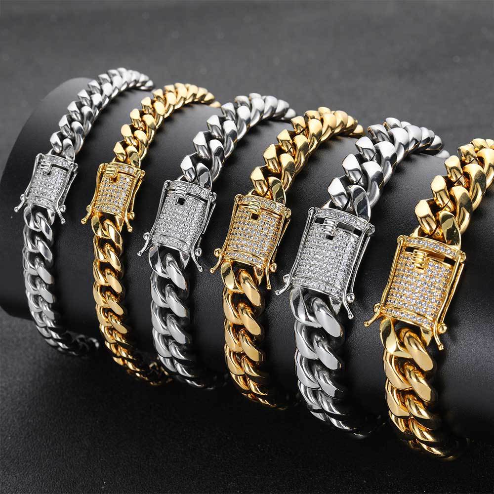 8mm Cuban Bracelet Double-sided Diamond Buckle