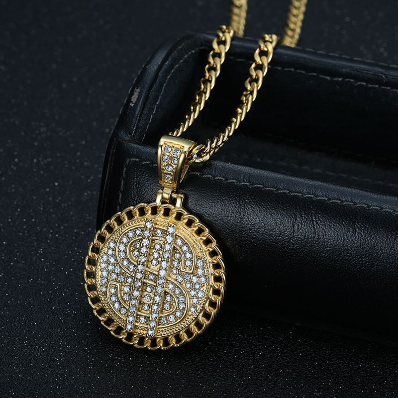 Dollar Symbol Rhinestone Pendant Necklace