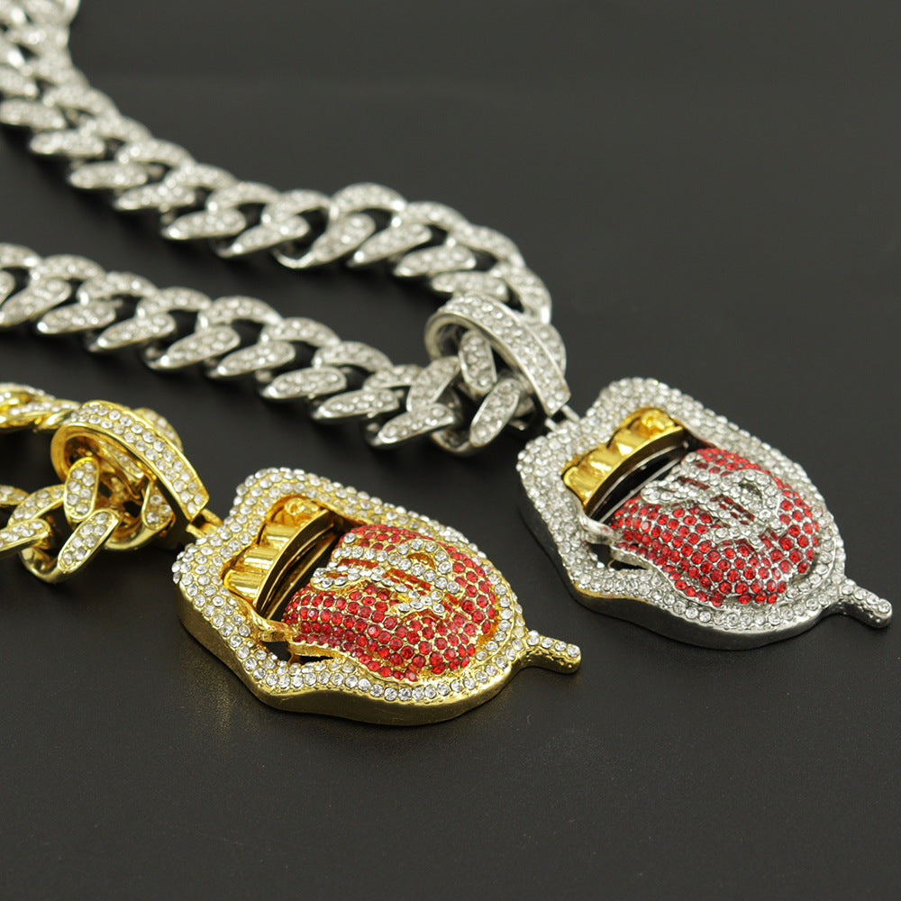 Dollar Sign on Tongue Pendant Cuban Necklace