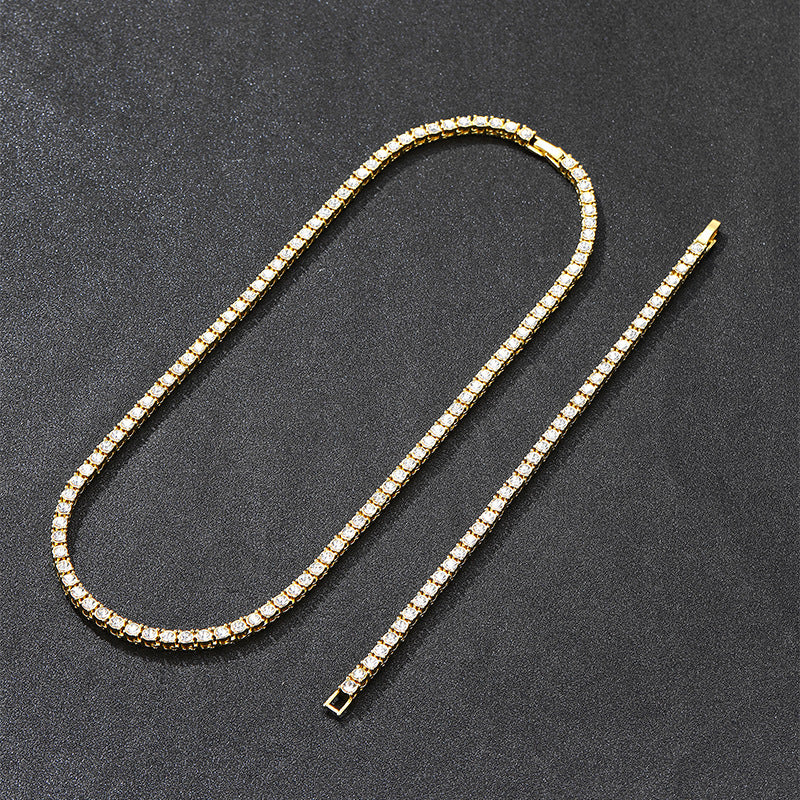 Gold 8in 4mm Tennis Chain Rhinestone Set Assembly