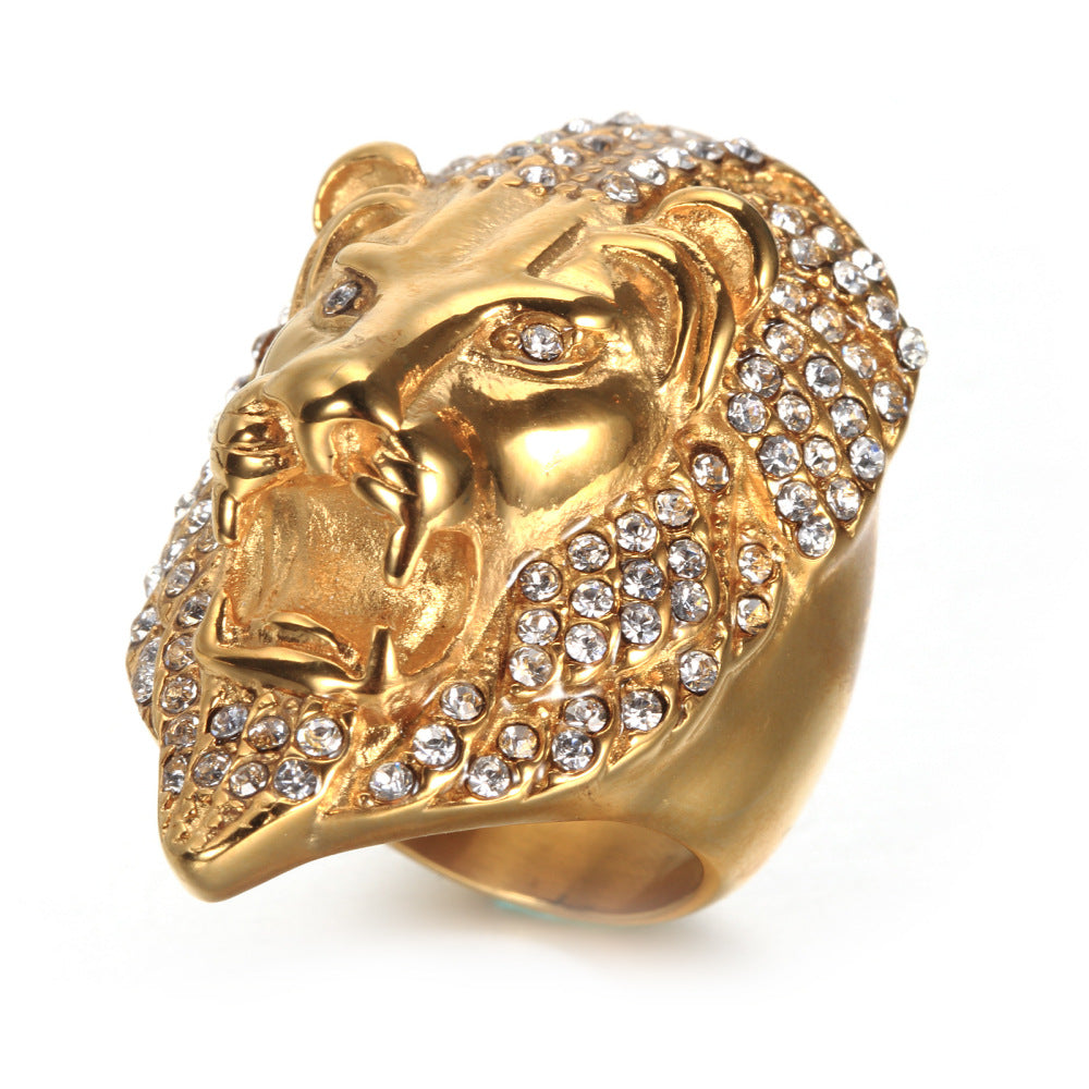 Diamond Lion Head Hip Hop Ring