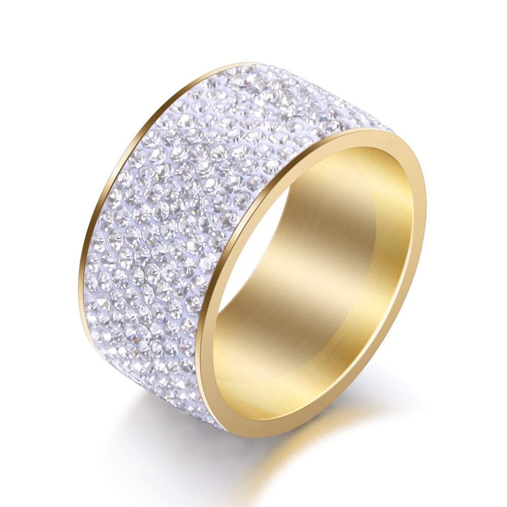 Simple Titanium Steel Diamond Ring
