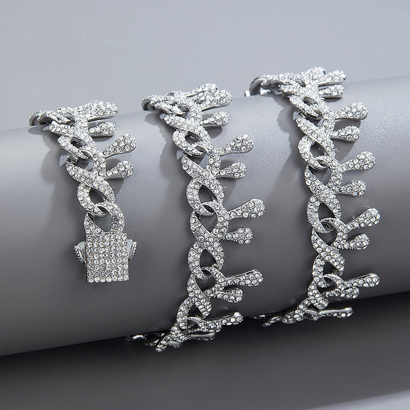 Rhinestone Water Drop Thorns Chain Necklace