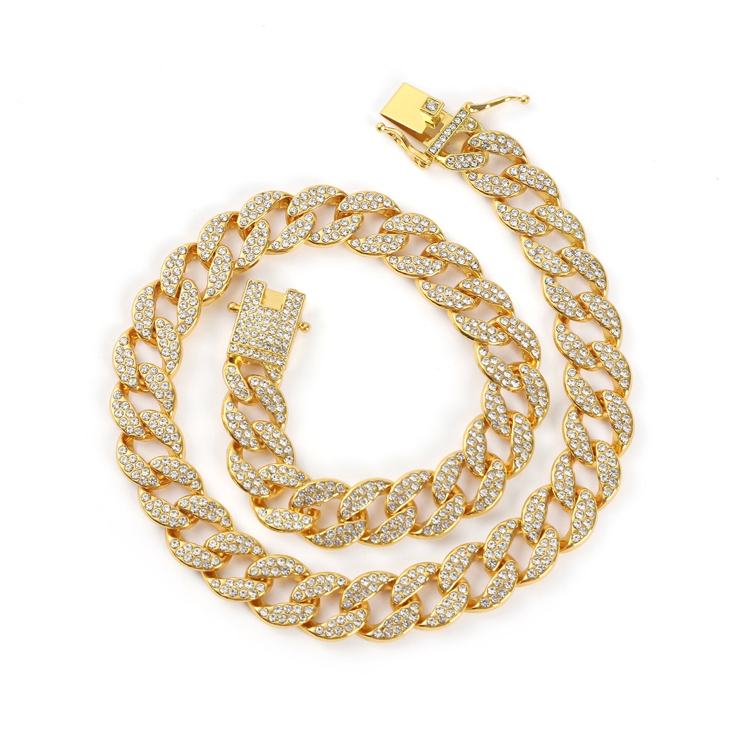 Golden Wavy Full Drill Cuban Chain