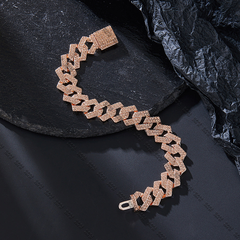 15mm Diamond Champagne Cuban Bracelet 7in