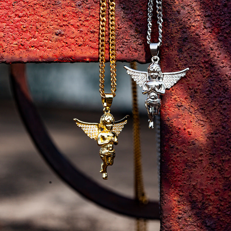 Angel Cross Cupid Pendant Two-color Suit Chain
