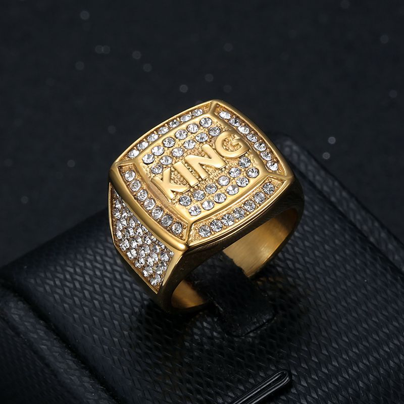 Gold -plated Rhinestone King Diamond Ring